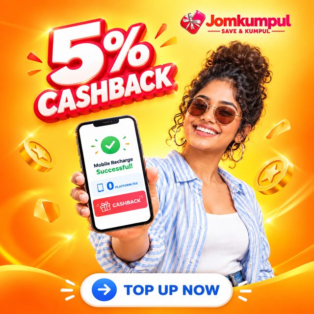 5% cashback on mobile top up
